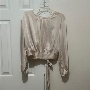 H&M Cream Blouse with Tie Detail